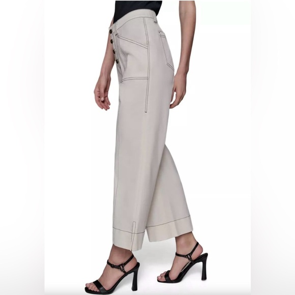 NWT KARL LAGERFELD Contrast Trim Wide Leg Coordinating Pants - Picture 4 of 10